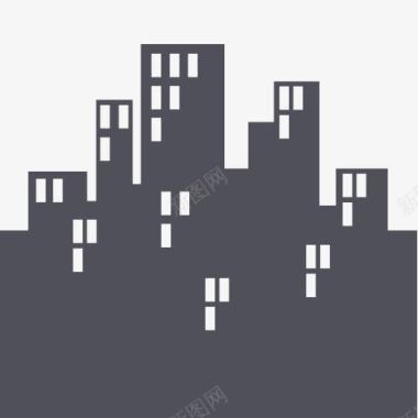 建筑城市天际线旅游旅游灰色应用图标图标