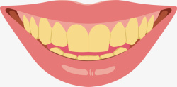 粉红色嘴唇黄色牙齿整齐门牙矢量图高清图片