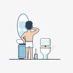 洁牙卡通清晨刷牙的男子高清图片