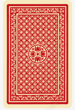 红色雕花扑克牌素材
