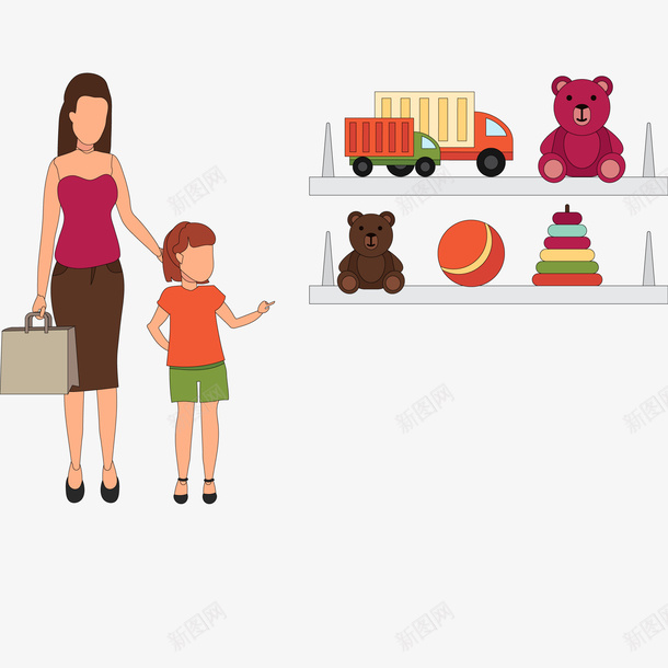 在商场想要买玩具的小孩png免抠素材_新图网 https://ixintu.com 人物设计 商场 妈妈和小孩 玩具 购物