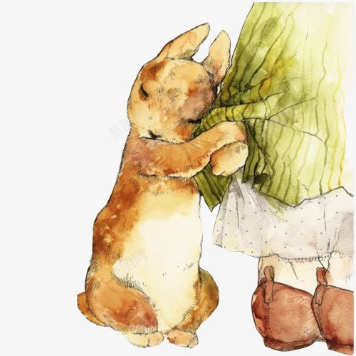 依赖人类的小兔子png免抠素材_新图网 https://ixintu.com 人 依赖 兔子 抱紧 水彩画 装饰画 黄色皮毛