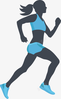 跑步健身主题女士剪影矢量图素材