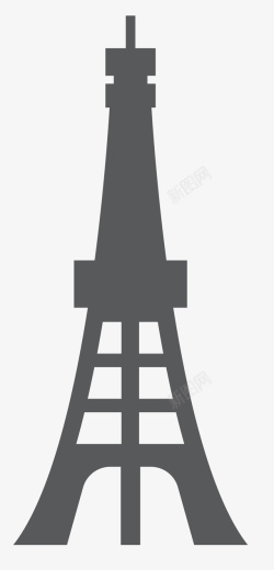 黑色铁塔东京铁塔卡通高清图片
