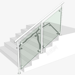 玻璃栏杆木头台阶楼梯立体楼梯不锈钢玻璃栏杆高清图片