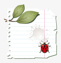 创意甲虫绿叶便笺艺术图案矢量图素材