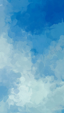 蓝色水彩白云手机端H5背景背景