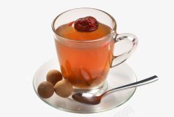 勺子杯子红枣养生茶高清图片