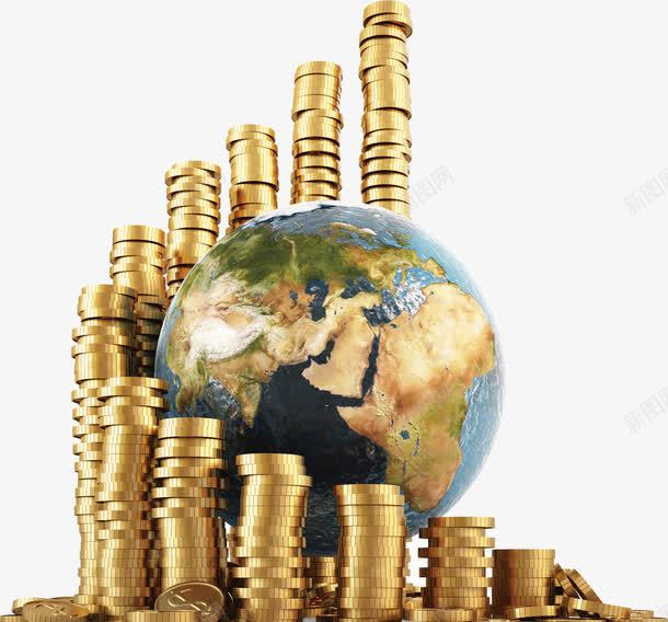 金融元素png免抠素材_新图网 https://ixintu.com 地球 重叠的硬币 金币 金融