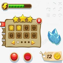 游戏UI网页游戏按钮金币矢量图素材