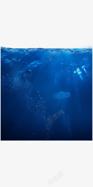 深蓝色海底世界png免抠素材_新图网 https://ixintu.com 彩色水母 水母 波浪 深蓝色 鱼
