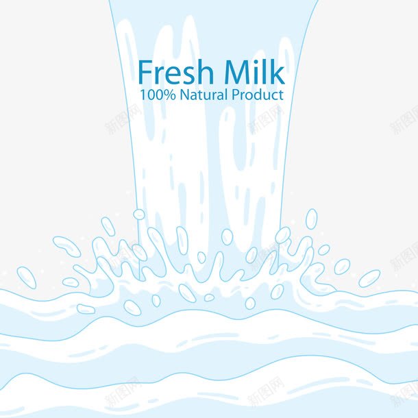 蓝色背景和牛奶png免抠素材_新图网 https://ixintu.com 奶滴 波浪 牛奶 白色