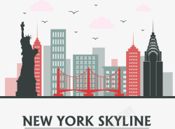纽约天际线纽约建筑剪影高清图片