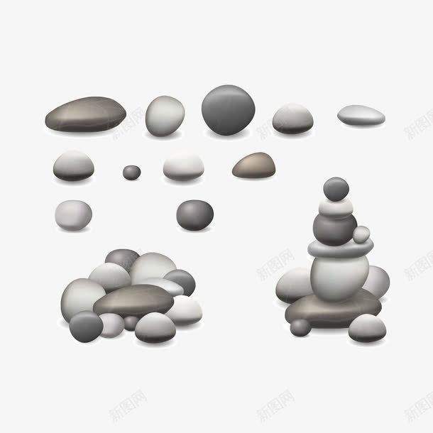 鹅卵石石头鹅卵石png免抠素材_新图网 https://ixintu.com 5 石头材质纹理石块立体SPA按摩石矢量素材