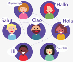 不同语言各国语言朋友交流矢量图高清图片