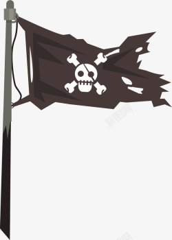 袭击海盗旗帜卡通插画高清图片
