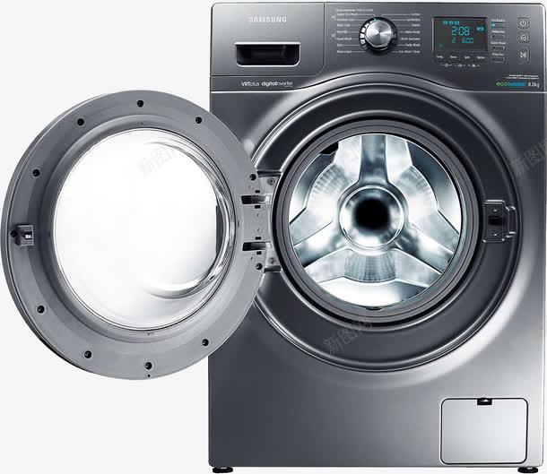 打开的洗衣机png免抠素材_新图网 https://ixintu.com 产品实物 家电 电器 电子产品 金属银