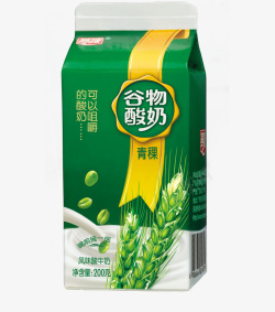 实物绿色包装谷物酸奶素材