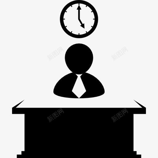 办公室工作的时间图标png_新图网 https://ixintu.com 人 办公室 办公桌 商人 坐 时间 桌面