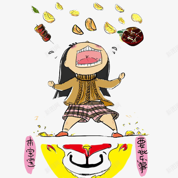 手绘吃货女孩吃薯片png免抠素材_新图网 https://ixintu.com 吃薯片 吃货 大胃王 女孩 手绘 插画 满天飞 漫画 薯片