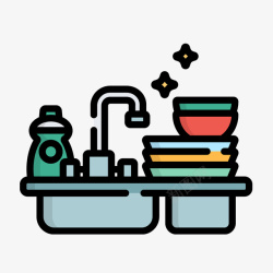 洗菜工具洗碗清洁图标高清图片