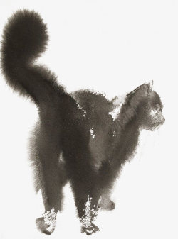 水墨画猫灵活姿态的水墨猫咪高清图片
