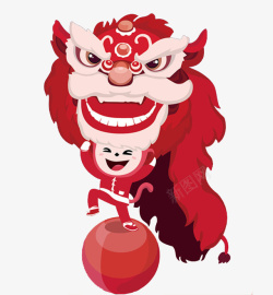 喜庆绣球素材中国风舞狮子男孩图高清图片