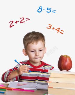 可爱儿童做作业算算数素材