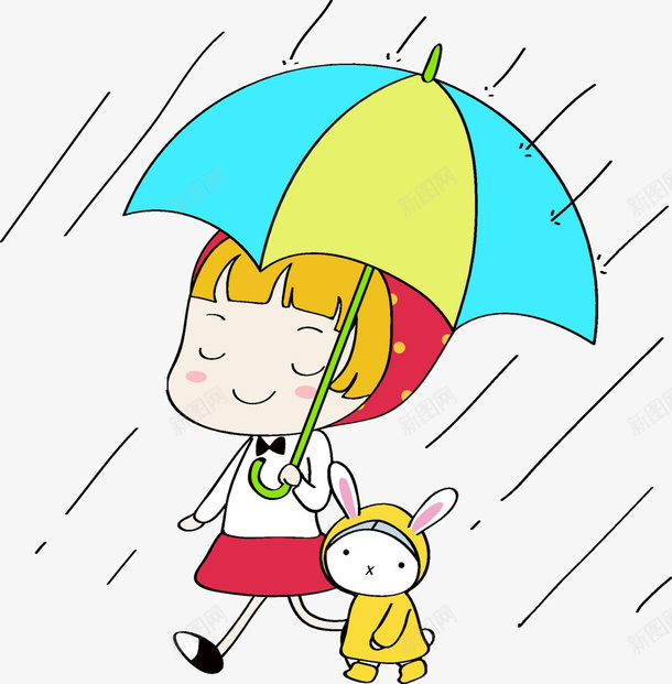 生活的简单png免抠素材_新图网 https://ixintu.com 卡通 宠物 打伞 春雨 装饰