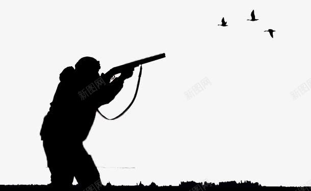 开枪瞄准鸟的猎人png免抠素材_新图网 https://ixintu.com 人物剪影 鸟 黑色