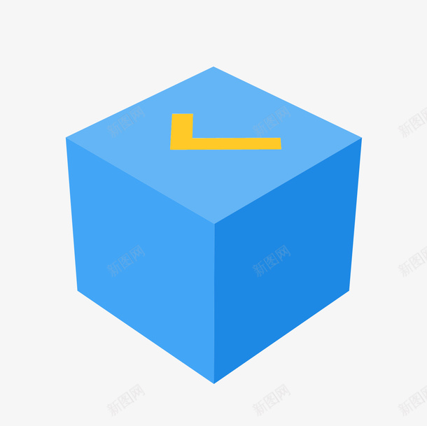 蓝色立体时间盒子元素图标png_新图网 https://ixintu.com 创意 刻度 卡通25D图标 扁平化 指针 旋转 时间 蓝色
