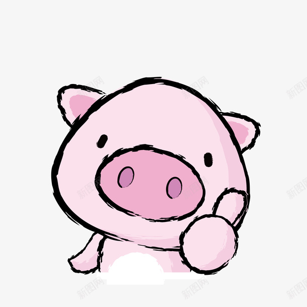粉色小猪png免抠素材_新图网 https://ixintu.com 动物 可爱 头像 小猪 彩绘 水墨 粉色的 鼻子