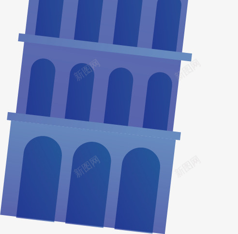 蓝色的比萨斜塔矢量图ai免抠素材_新图网 https://ixintu.com 世界奇迹 卡通 意大利 标志性 欧式建筑物 著名景点 矢量图