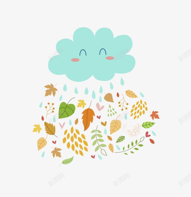 爱笑的下雨的云朵的作用图标png_新图网 https://ixintu.com 云朵 枫叶 树叶 水滴 笑脸 粉色 绿色 蓝色 阴雨天气 黄色