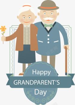 祖父母卡通老夫妇节日贺卡高清图片