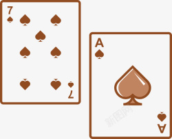源尺寸扑克牌卡通扁平魔术扑克牌黑7黑A矢量图高清图片