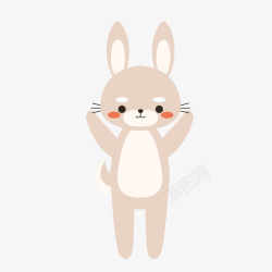 竖起耳朵可爱小兔子动物手绘矢量图高清图片