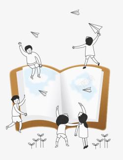 飞行的书本翻开书本里的纸飞机高清图片