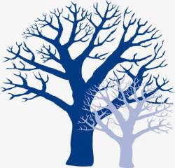 蓝色手绘四季大树素材