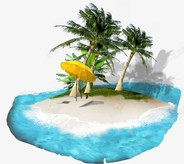 海滩椰树太阳伞元素png免抠素材_新图网 https://ixintu.com 三亚风景 伞 小岛 椰树 海滩