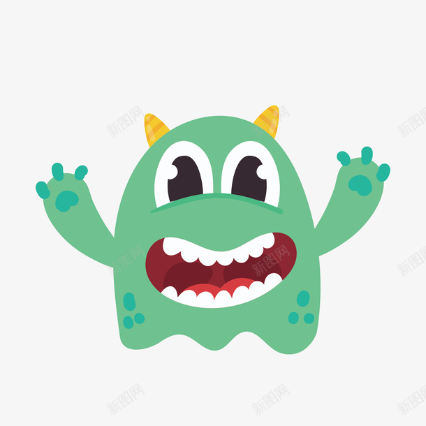 小清新绿色怪物png免抠素材_新图网 https://ixintu.com 卡通 图案 大嘴巴 小清新 怪物 生物 绿色 绿色妖怪 装饰 设计形象