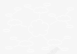 白色简洁背景简洁白色云朵线框思维分析导图高清图片