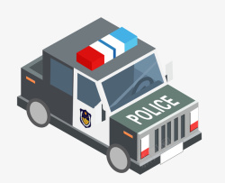 卡通警车警车3D卡通插画高清图片