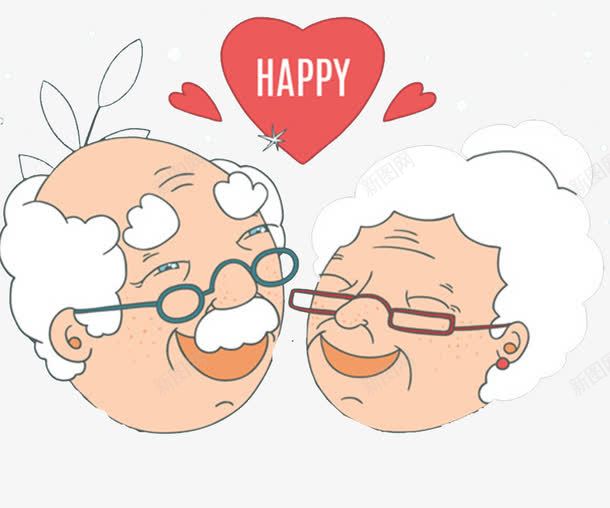 白发老人夫妻png免抠素材_新图网 https://ixintu.com 夫妻 开心 快乐 爱心 爱情 白头发 眼镜 笑容 老人