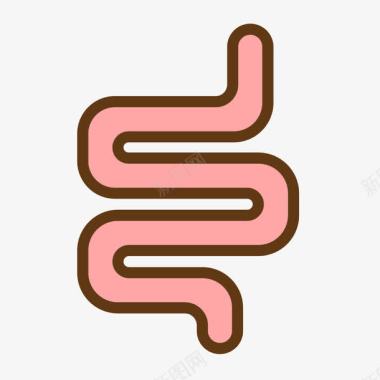 粉色手绘线稿肠子元素图标图标