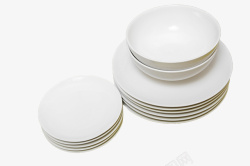 白色堆叠瓷器餐盘素材