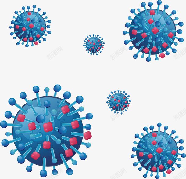 蓝色球状细菌病毒png免抠素材_新图网 https://ixintu.com 有害细菌 球状细菌 病毒 矢量png 细菌 蓝色病毒