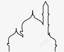 清真寺建筑伊斯兰教节日线条教堂高清图片