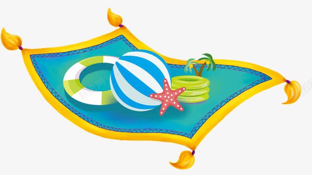 飞毯png免抠素材_新图网 https://ixintu.com 夏季 床垫 沙滩排球 游泳圈 飞毯