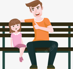 长椅上的两个人坐在长椅上的父女俩矢量图高清图片